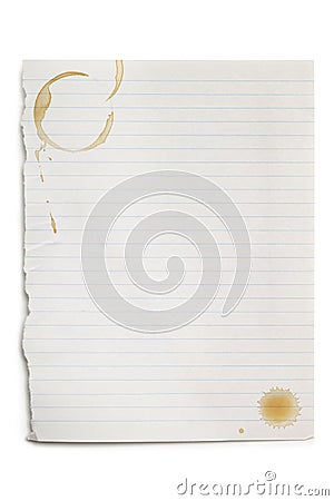 Torn Notepaper with Coffee Stains Stock Photo