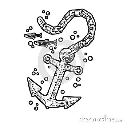 torn off anchor sketch vector illustration Vector Illustration