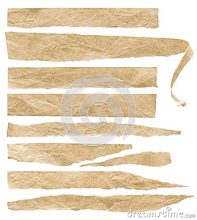 Torn Old Crumpled Paper Pieces, Ripped Tape Rough Labels Set Stock Photo