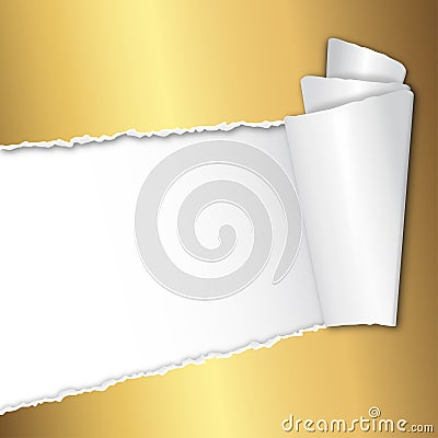 Torn open golden paper with space for text Vector Illustration