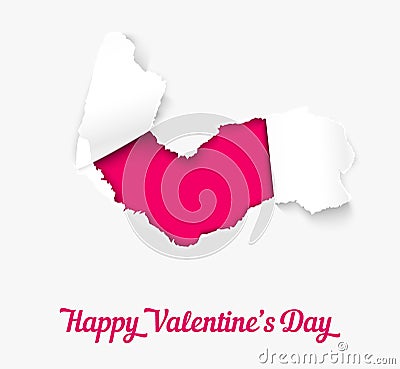 Torn paper heart over pink background Vector Illustration