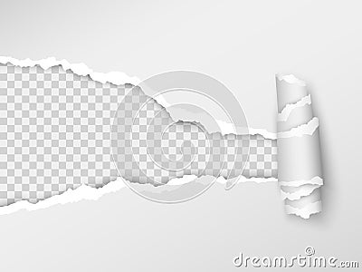 Torn paper. Realistic hole in the sheet of paper on a transparent background. Vector illustration Vector Illustration