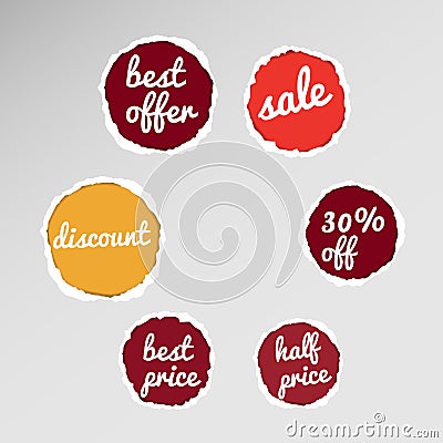 Torn paper sale tags Vector Illustration