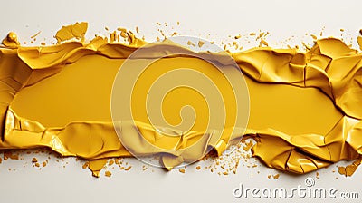 Torn paper with sticky tape banner golden color Stock Photo