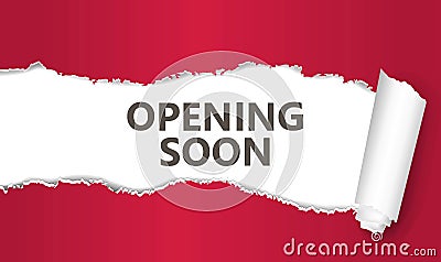 Torn Ped Paper Opening Soon Banner Vector Illustration