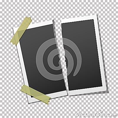 Torn photo frame on transparent background Vector Illustration