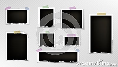 Torn photo picture, rip paper edge frame vector Vector Illustration