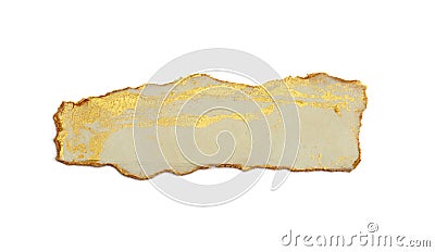 Torn piece of edge paper on white background. Gold and bronze color marble texture Stock Photo