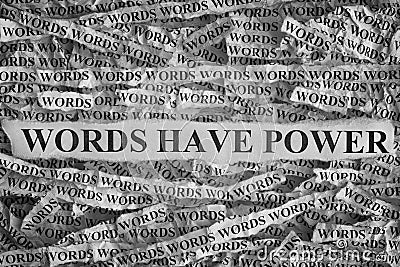 Torn pieces of paper with phrase Words Have Power Stock Photo