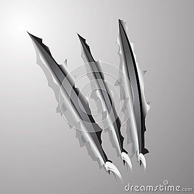 Torn scratched iron wall by raptor Vector Illustration