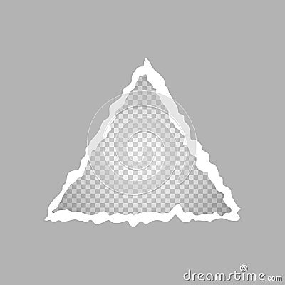 Torn triangular paper, a hole in a sheet of paper on a transparent background. Vector illustration Vector Illustration