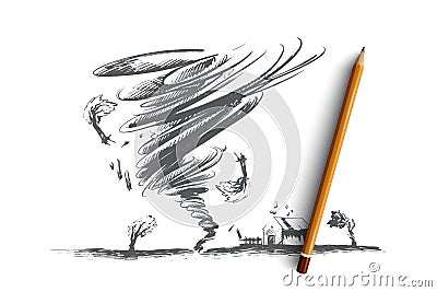 Tornado concept. Hand drawn isolated vector. Vector Illustration