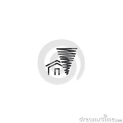 Tornado damage house. Vector icon template Vector Illustration