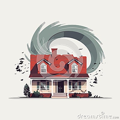 tornado destroying house tearing roof apart vector isolated illustration Vector Illustration