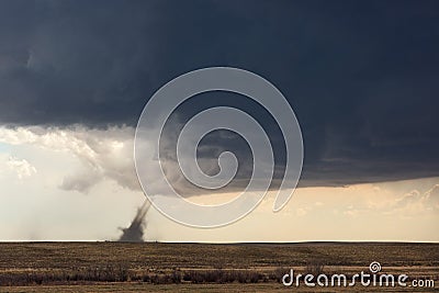 Tornado in a field near Kit Carson, Colorado Stock Photo