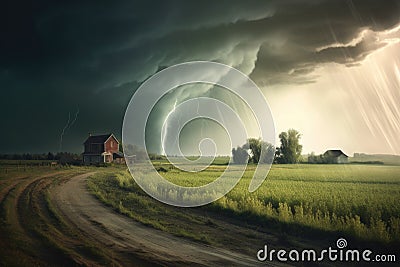 tornado forming over empty countryside landscape Stock Photo