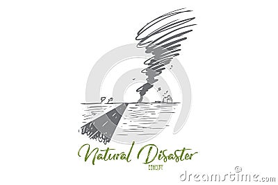 Tornado, hurricane, storm, weather, wind concept. Hand drawn isolated vector. Vector Illustration