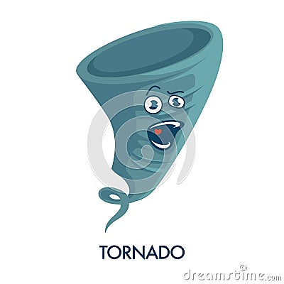 Tornado icon with crazy face and open mouth Vector Illustration