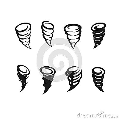 Tornado icon logo vector illustration. Wind tornado, Speed tornado, Whirlwind tornado cartoon design vector template Vector Illustration