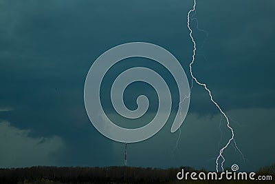Tornado with Lightning Stock Photo