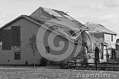 Tornado Storm Damage III - Catastrophic Wind Damage from a Tornado Stock Photo