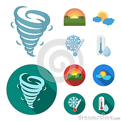 Tornado, sunrise, cloudiness, snow and frost. The weather set collection icons in cartoon,flat style vector symbol stock Vector Illustration