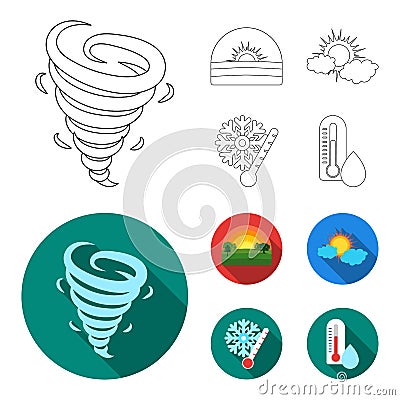 Tornado, sunrise, cloudiness, snow and frost. The weather set collection icons in outline,flat style vector symbol stock Vector Illustration