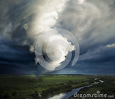 A large tornado forming about to destroy Stock Photo