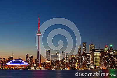 The Toronto, Canada city center at dusk Stock Photo