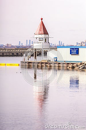 Ontario Place Marina entrance closed for redevelopment construction Editorial Stock Photo