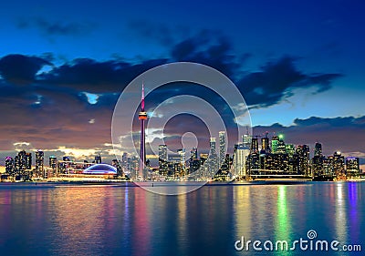 Toronto city skyline at night, Ontario, Canada Editorial Stock Photo