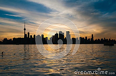 Toronto city skyline at sunset Stock Photo