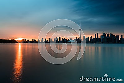 Toronto cityscape viewed from Center Island at sunset Editorial Stock Photo