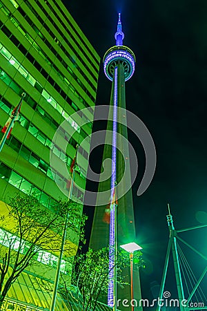 Toronto CN Tower at night. Editorial Stock Photo