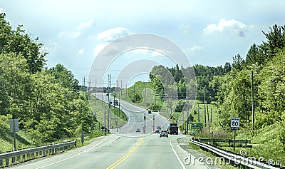 TORONTO - JUNE 8, 2018 - A road leads to the outskirts of a Newmarket city, Canada Editorial Stock Photo