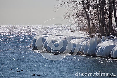 Toronto lake frozen shoreline Stock Photo