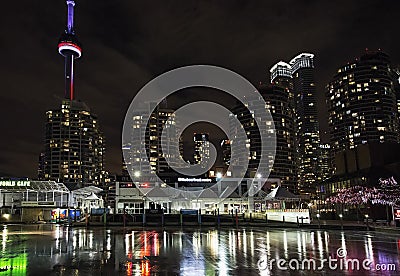 Toronto lake shore at night Editorial Stock Photo