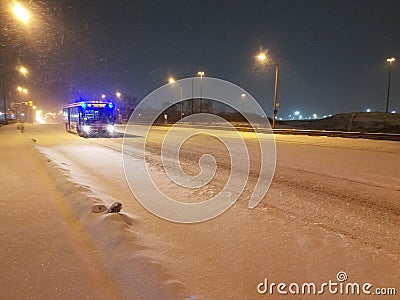 Toronto night bus Editorial Stock Photo