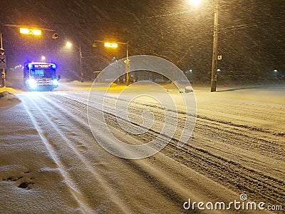 Toronto night bus Editorial Stock Photo