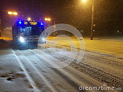 Toronto night bus Editorial Stock Photo