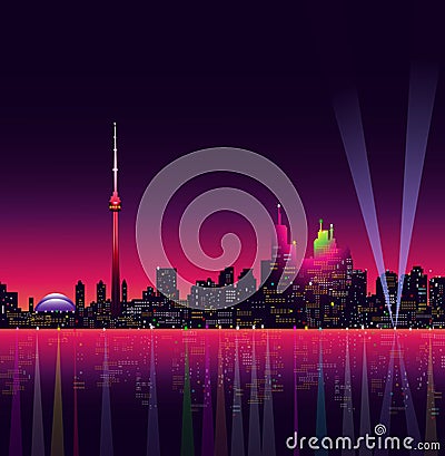 Toronto at Night - Vector illustration Vector Illustration