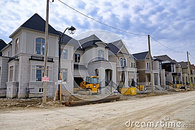 TORONTO, ONTARIO, CANADA - APRIL 7TH 2019 - New home construction in Canada`s largest city. Real estate development in northern pa Editorial Stock Photo