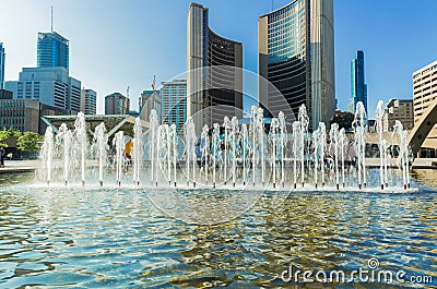 Inviting view of Nathan Filip`s square in downtown area on sunny summer beautiful day Editorial Stock Photo