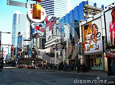 Toronto Toronto Yonge street shopping area in the spring with people Editorial Stock Photo