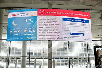 TORONTO, ONTARIO, CANADA - MAY 17, 2020: TORONTO PEARSON INTERNATIONAL AIRPORT DURING COVID-19 PANDEMIC. Editorial Stock Photo