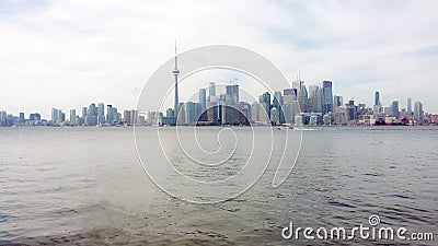 Toronto Skyline with cloudy sky at dusk. Ontario, Canada Editorial Stock Photo