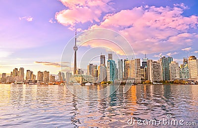 Toronto skyline at dusk Stock Photo