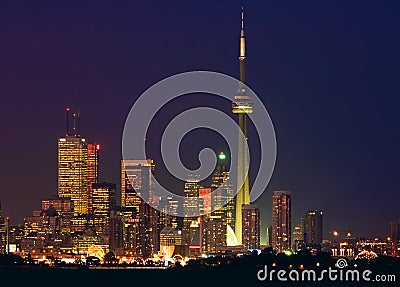 Toronto skyline - financial core at dusk Editorial Stock Photo