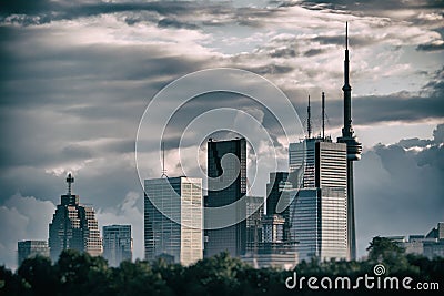 Toronto Skyline No Logos Silver Stock Photo