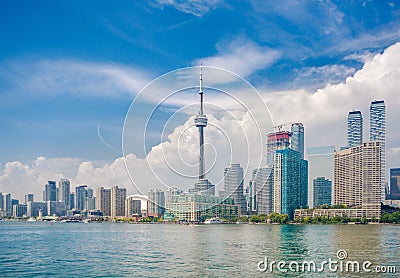 Toronto skyline over lake Ontario, Canada Editorial Stock Photo